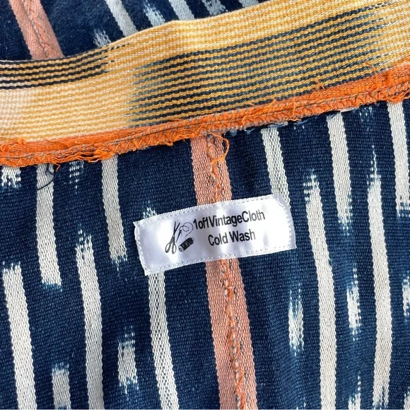 Vintage Handmade African Ikat Tribal Open Front Kimono with Fringe - Picture 13 of 13